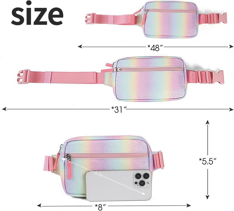 cotmcor Store Valentines Day Gifts for Kids: Fanny Pack Birthday Gift for 5 6 7 8 9 10 11 12 Year Old Teen Girls, Preppy Cute Trendy Stuff Colorblock Crossbody Bag Adjustable Belt Bags for Travel Outdoor - Image 3